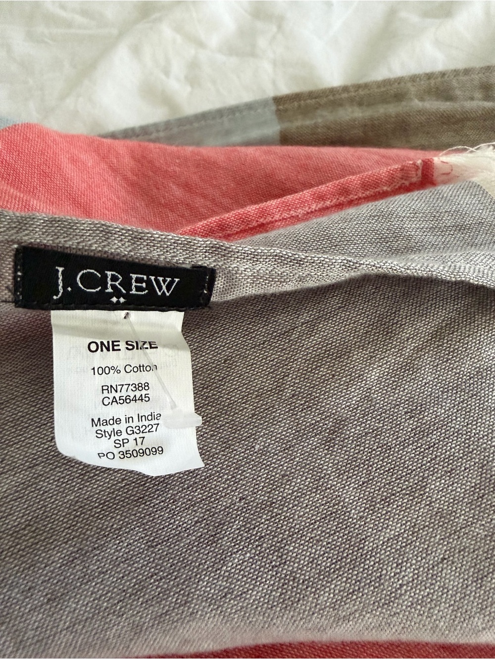 J. Crew Cotton Scarf in Coral and Gray